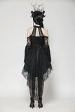 Black Gothic Rose Vine Lace Tail Dress DW1034