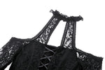 Black Gothic Rose Vine Lace Tail Dress DW1034