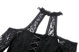 Black Gothic Rose Vine Lace Tail Dress DW1034
