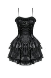 Punk Shiny PU Leather Layered Dress DW1035