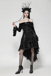 Elegant Gothic Cross Embroidered Velvet Dress DW1037