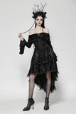 Elegant Gothic Cross Embroidered Velvet Dress DW1037
