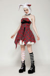 Red christmas distressed plaid dress DW1046