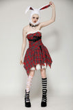 Red christmas distressed plaid dress DW1046