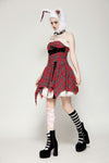 Red christmas distressed plaid dress DW1046