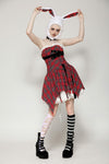 Red christmas distressed plaid dress DW1046