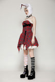 Red christmas distressed plaid dress DW1046