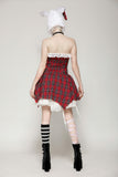 Red christmas distressed plaid dress DW1046