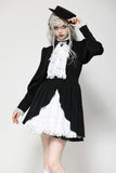 Gothic black and white contrast puff sleeve dress DW1054