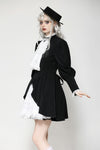 Gothic black and white contrast puff sleeve dress DW1054