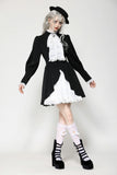 Gothic black and white contrast puff sleeve dress DW1054