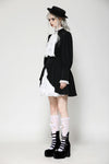 Gothic black and white contrast puff sleeve dress DW1054