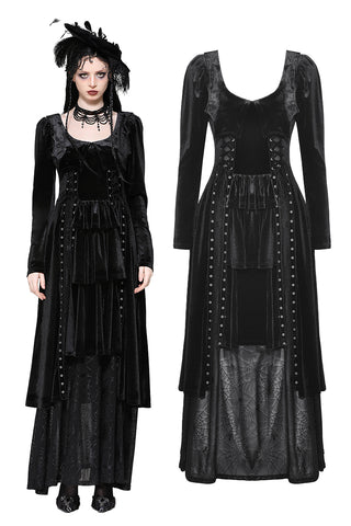 Elegant gothic batwing deep u-neck dress DW1057