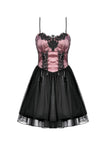 Gothic Lolita Pink Satin Layered Tulle Mini Dress DW1070