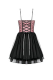 Gothic Lolita Pink Satin Layered Tulle Mini Dress DW1070