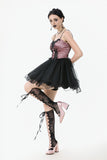 Gothic Lolita Pink Satin Layered Tulle Mini Dress DW1070