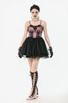 Gothic Lolita Pink Satin Layered Tulle Mini Dress DW1070