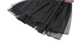 Gothic Lolita Pink Satin Layered Tulle Mini Dress DW1070
