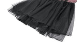 Gothic Lolita Pink Satin Layered Tulle Mini Dress DW1070