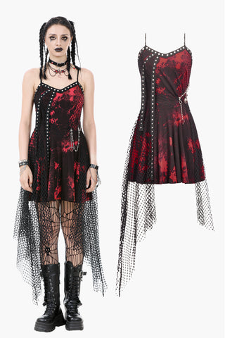 Bloodstained Abyss · Punk Asymmetrical Slip Dress DW1072