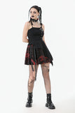 Black and Red Tie-Dye  Irregular Bat Hem Dress DW1076