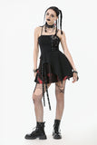 Black and Red Tie-Dye  Irregular Bat Hem Dress DW1076