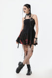 Black and Red Tie-Dye  Irregular Bat Hem Dress DW1076
