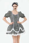 Midnight Masquerade – Noir Striped Circus Dress  DW1079