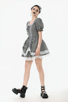Midnight Masquerade – Noir Striped Circus Dress  DW1079
