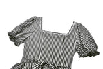 Midnight Masquerade – Noir Striped Circus Dress  DW1079