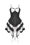 Gothic Lolita Black and White Preppy Bow Dress DW1083