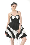 Gothic Lolita Black and White Preppy Bow Dress DW1083
