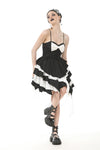 Gothic Lolita Black and White Preppy Bow Dress DW1083