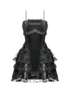 Gothic Bat Coffin Lolita Dress with Lace Ruffles and Adjustable Ties DW1088