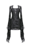 Gothic Embroidered Mesh Dress with Big Sleeves DW1096