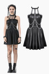 Gothic Eyelet & Chain Choker Leather Dress DW1102