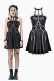 Gothic Eyelet & Chain Choker Leather Dress DW1102