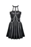 Gothic Eyelet & Chain Choker Leather Dress DW1102