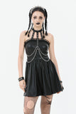Gothic Eyelet & Chain Choker Leather Dress DW1102