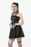 Gothic Eyelet & Chain Choker Leather Dress DW1102