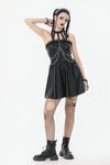 Gothic Eyelet & Chain Choker Leather Dress DW1102