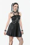 Gothic Eyelet & Chain Choker Leather Dress DW1102