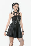 Gothic Eyelet & Chain Choker Leather Dress DW1102