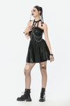 Gothic Eyelet & Chain Choker Leather Dress DW1102