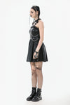 Gothic Eyelet & Chain Choker Leather Dress DW1102