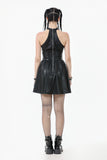 Gothic Eyelet & Chain Choker Leather Dress DW1102