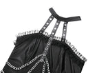 Gothic Eyelet & Chain Choker Leather Dress DW1102