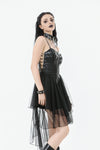 Punk Faux Leather & Mesh Dress DW1105