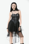 Punk Faux Leather & Mesh Dress DW1105