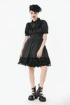 Gothic Lace-Up Lolita Puff Sleeve Dress DW1106